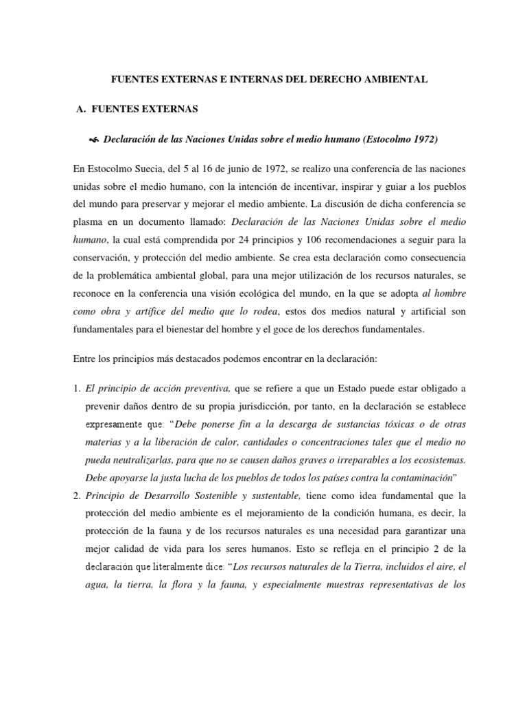 Fuentes Externas e Internas Del Derecho Ambiental | PDF | Desarrollo