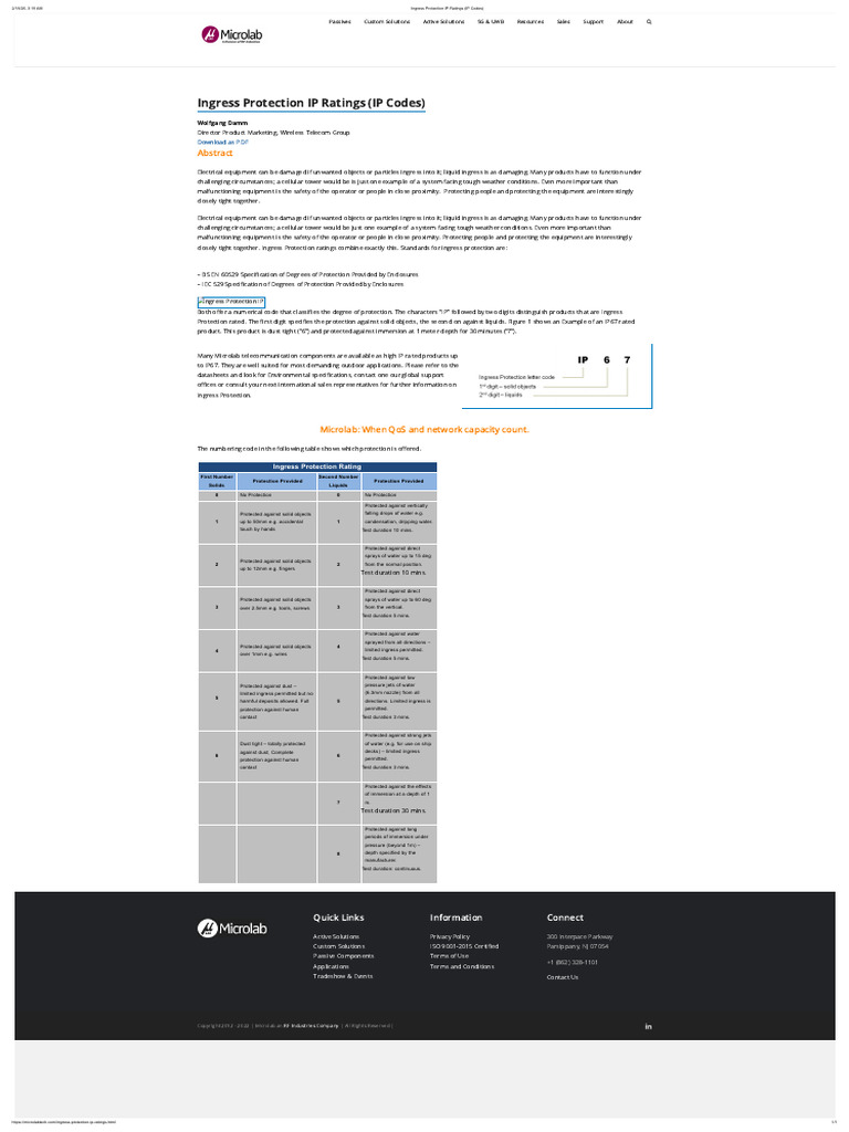 Ingress Protection IP Ratings (IP Codes) | PDF