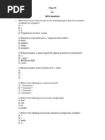 Class XI C++ MCQ Questions