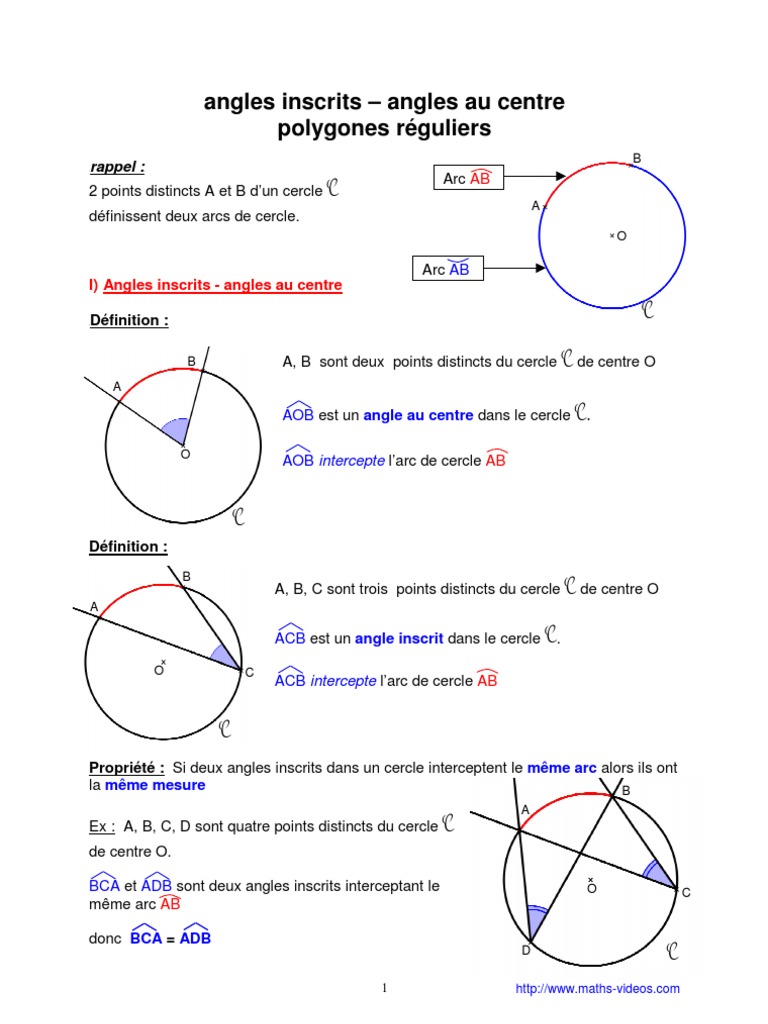 Angles inscrits et angles au centre | PDF | Méthodes et références ...