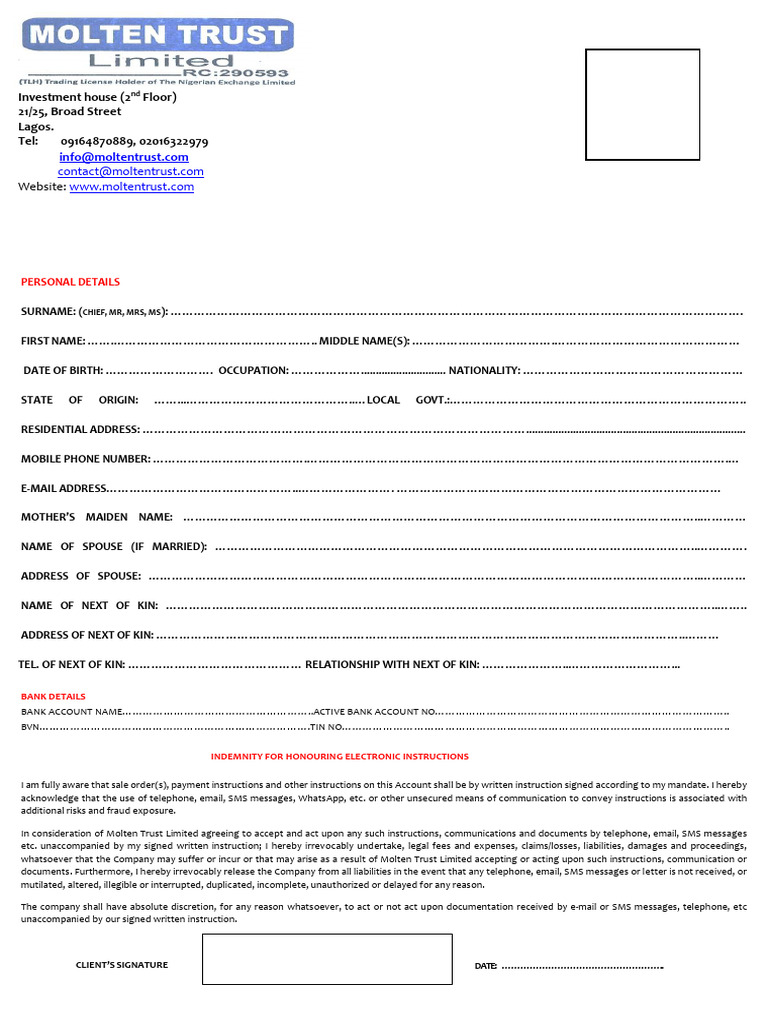 Molten Kyc Individual | PDF | Identity Document | Stocks