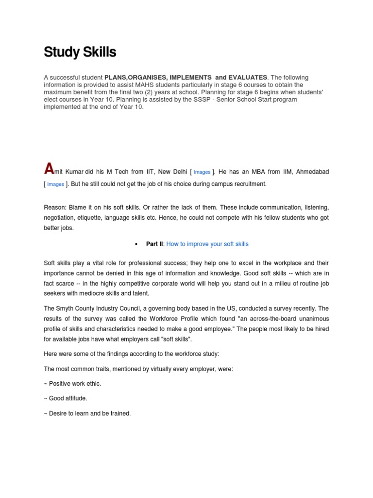 Study Skills Images Images Pdf Employment Learning