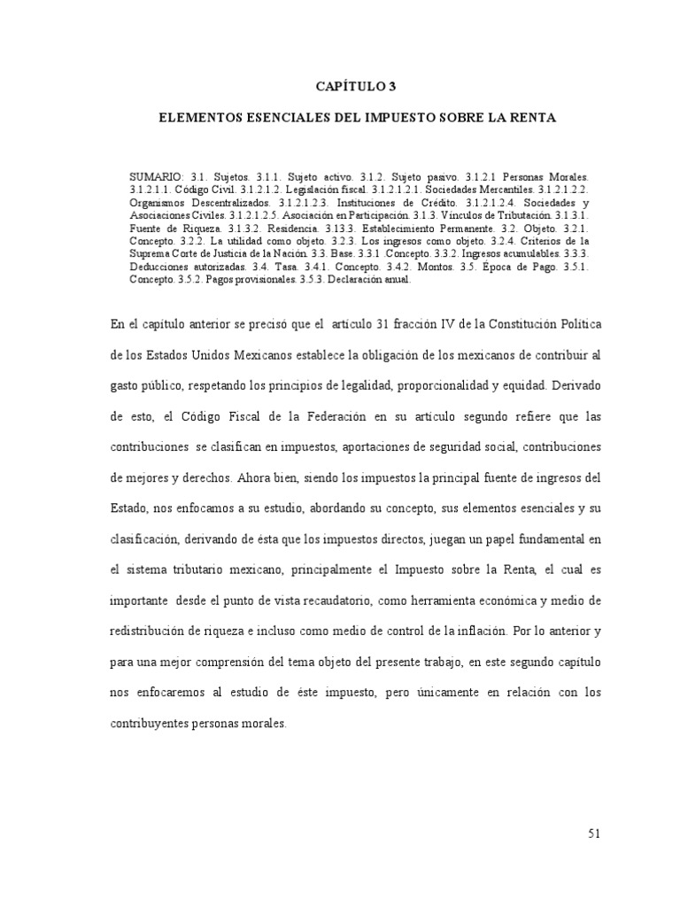 Elementos del Impuesto sobre la Renta | PDF | Impuesto sobre la renta ...