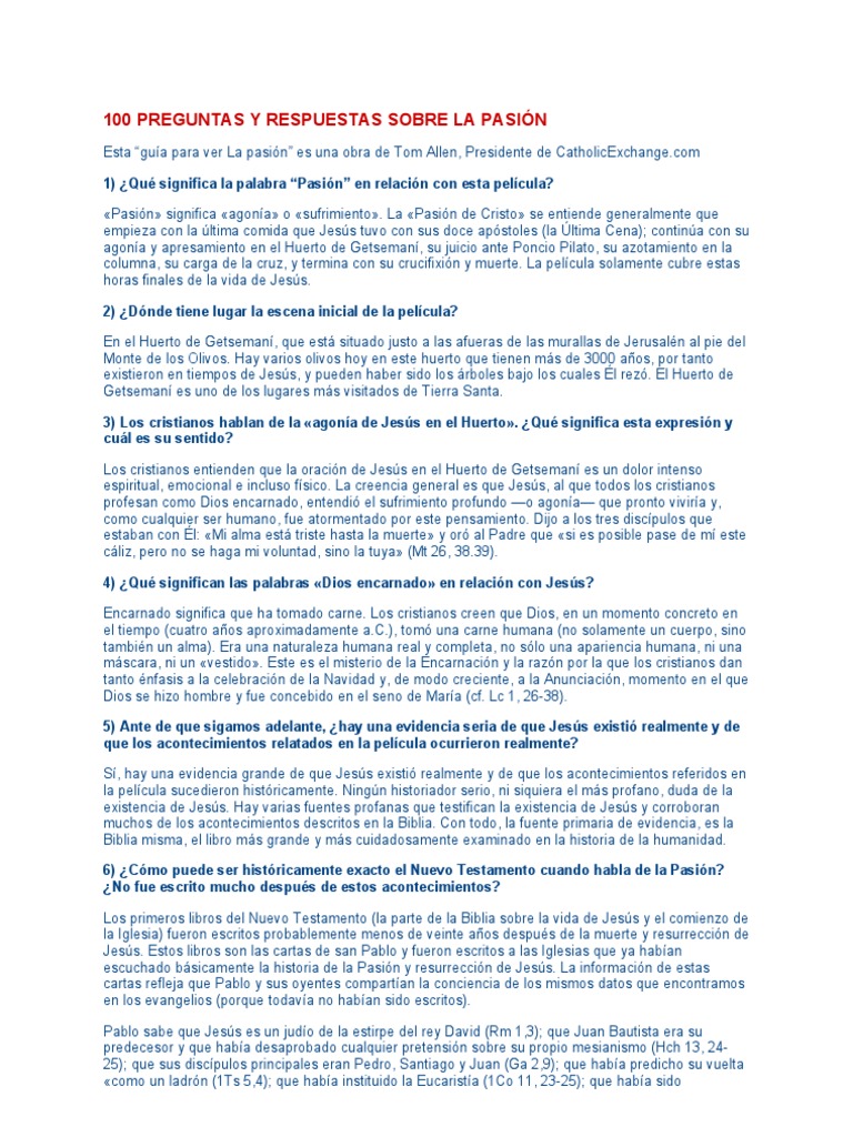 100 Preguntas sobre la Pasión de Cristo | PDF | María, madre de Jesús ...