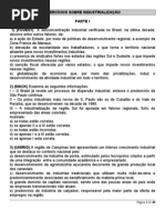 Geografia - Exercícios sobre Industrialização
