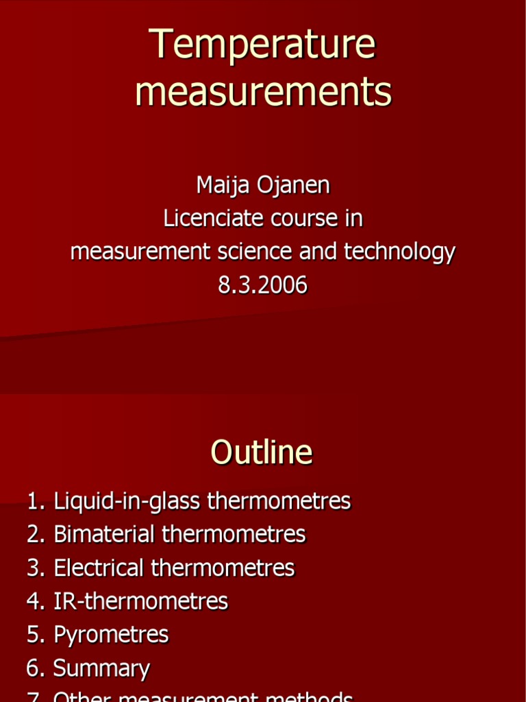 Temperature Measurement Methods Overview | PDF | Thermometer ...