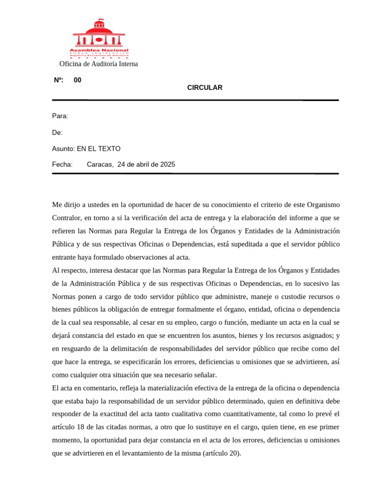 Modelo de Circular | PDF | Auditoría