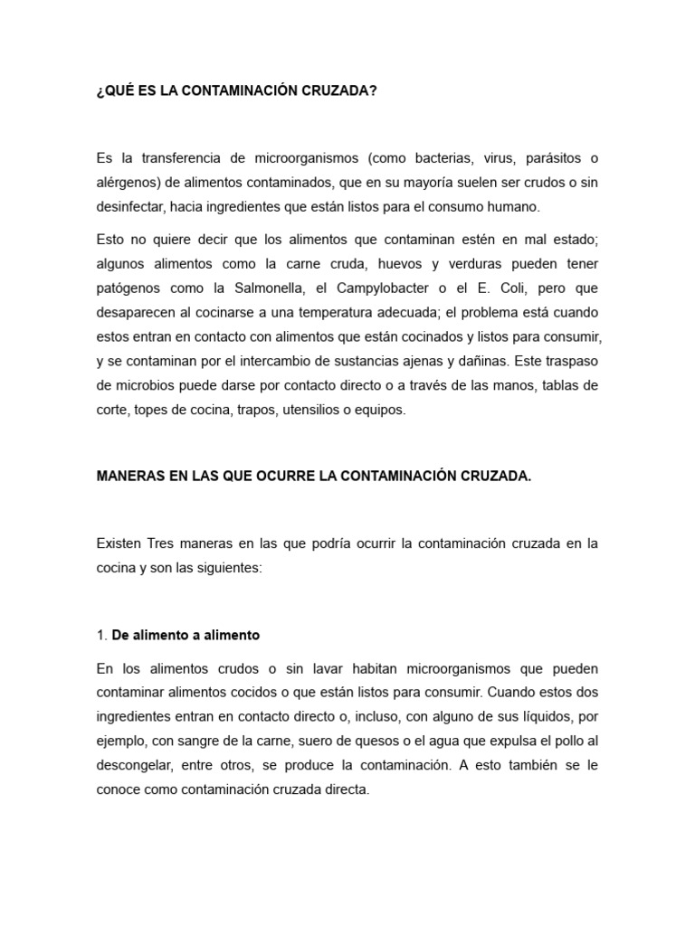 3qué Es La Contaminación Cruzada | PDF | Alimentos | Dieta libre de gluten