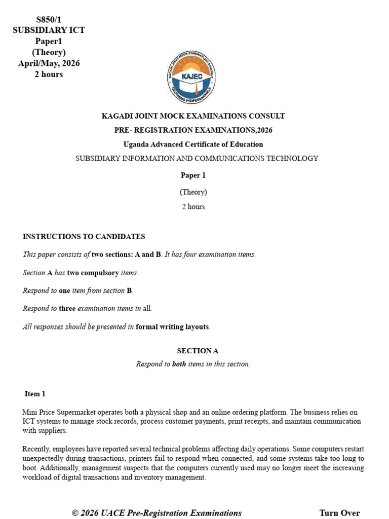 S.6 ICT Paper 1 Pre-Registration 2026 | PDF | Information And ...