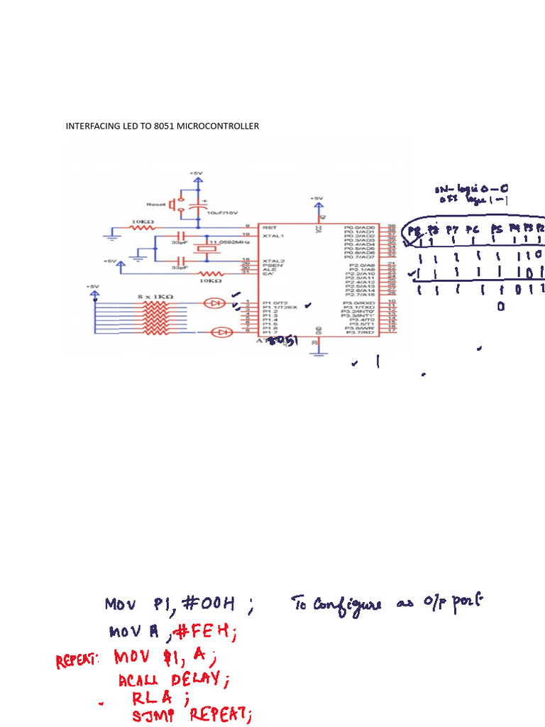 Interfacing Led To 8051 Microcontroller | PDF