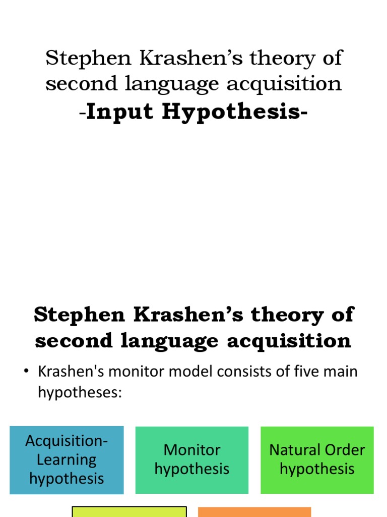 Input Hypothesis PDF Second Language Second Language Acquisition