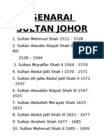 Senarai Sultan Johor