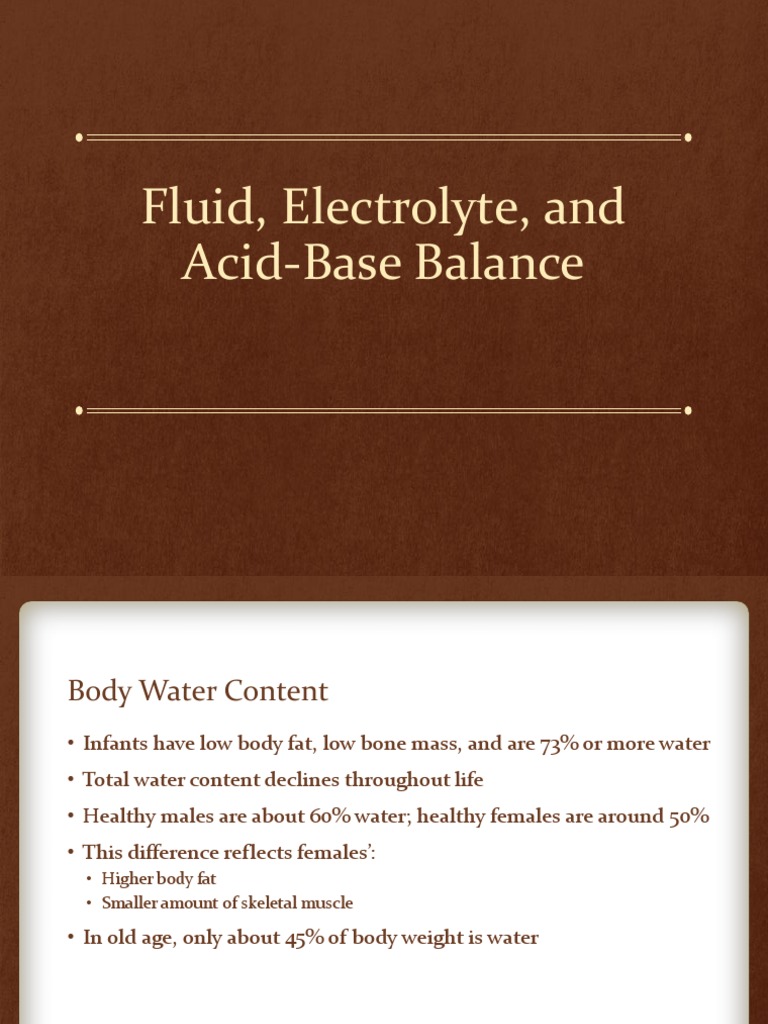 Fluid, Electrolyte, Acid Base Balance | PDF | Osmosis | Dehydration