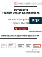 Developing Product Design Specifications: ME 4054W Design Projects January 26, 2012