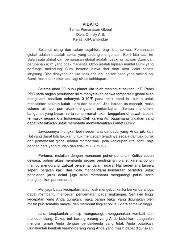 Pidato Pemanasan Global