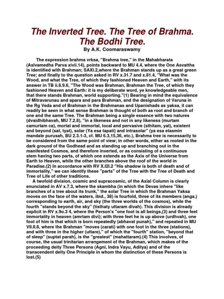 The Inverted Tree | PDF | Brahman | Tree Of Life
