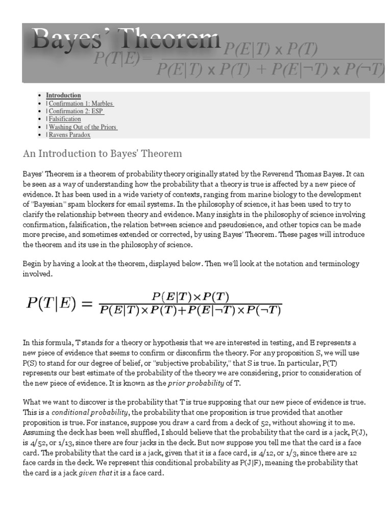 Bayes Theorem | PDF | Theorem | Probability
