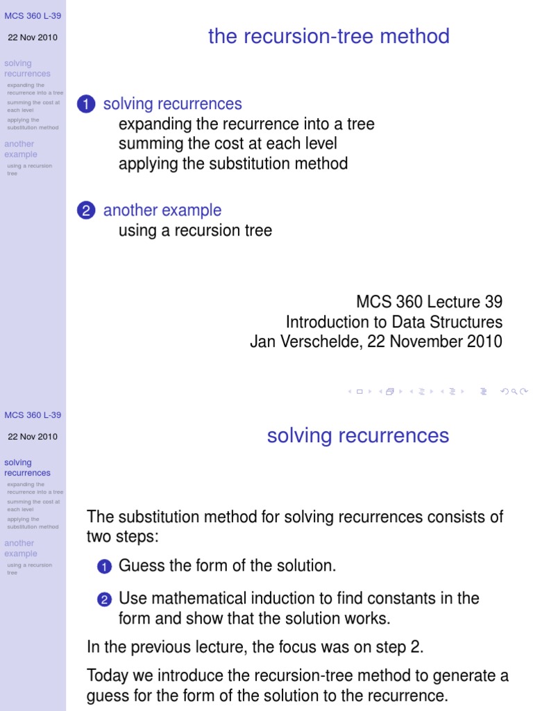 Recursion Tree Method | PDF | Recurrence Relation | Algorithms
