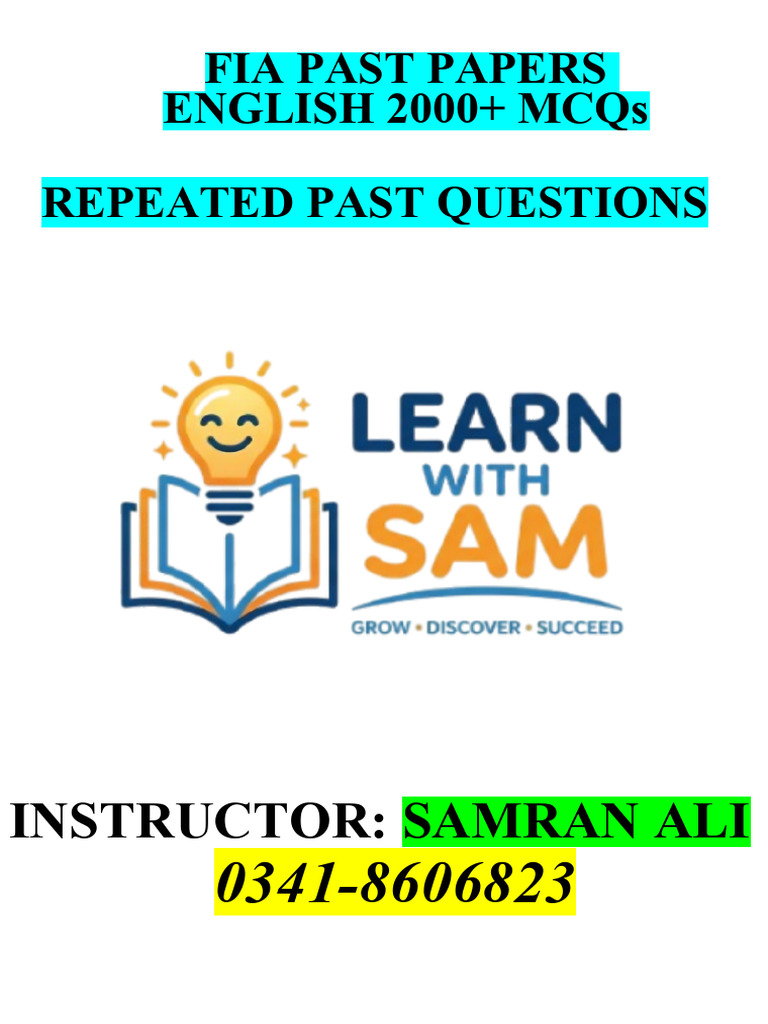 English 2000 Important MCQs 2026 by SamRan Ali 03418606823 | PDF ...