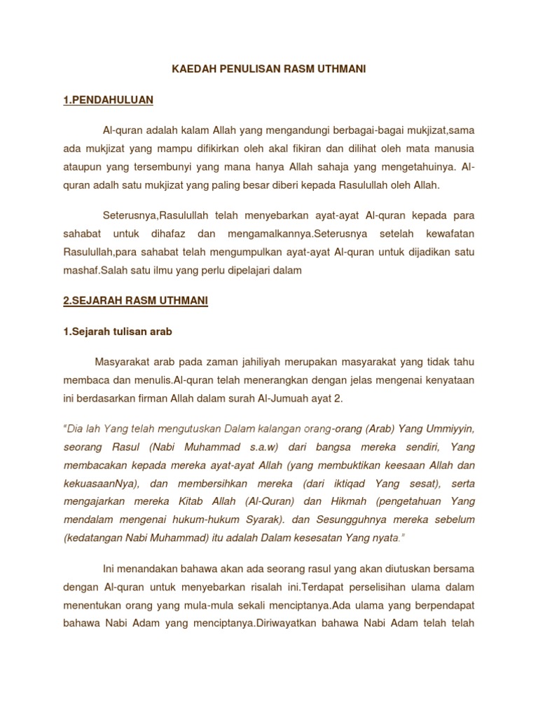 Kaedah Penulisan Rasm Uthmani Pdf