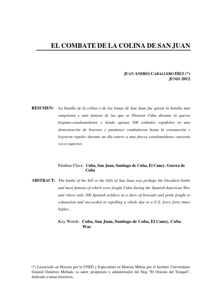 Batalla de la Colina de San Juan | PDF | Ciencia militar | Organización ...