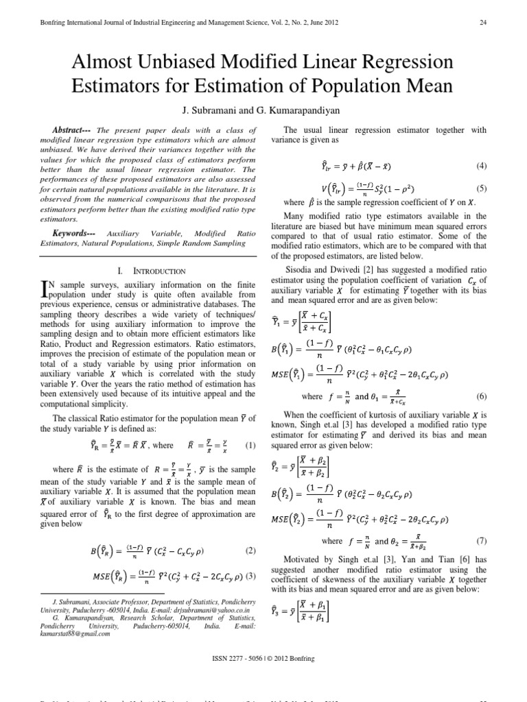850B8d01 JS and GK Paper in BIJ Almost Unbiased Modified Linear ...