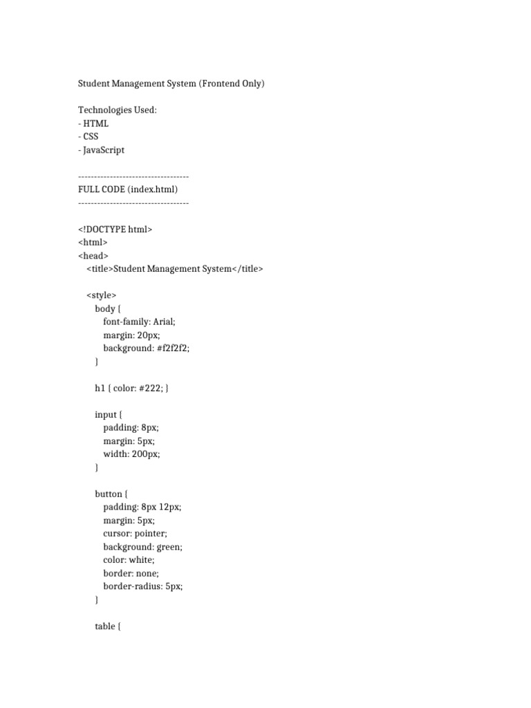 Student Management System Frontend | PDF