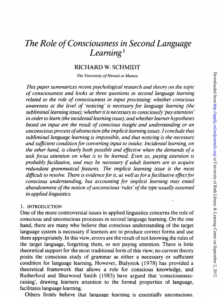 Schmidt Role of Consciousness in Sla 1990 | Consciousness | Second ...