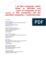 Fake Company List by Satyam &amp Infosys