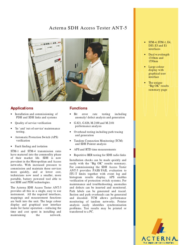Acterna SDH Access Tester ANT-5 | PDF | Personal Computers | Data ...