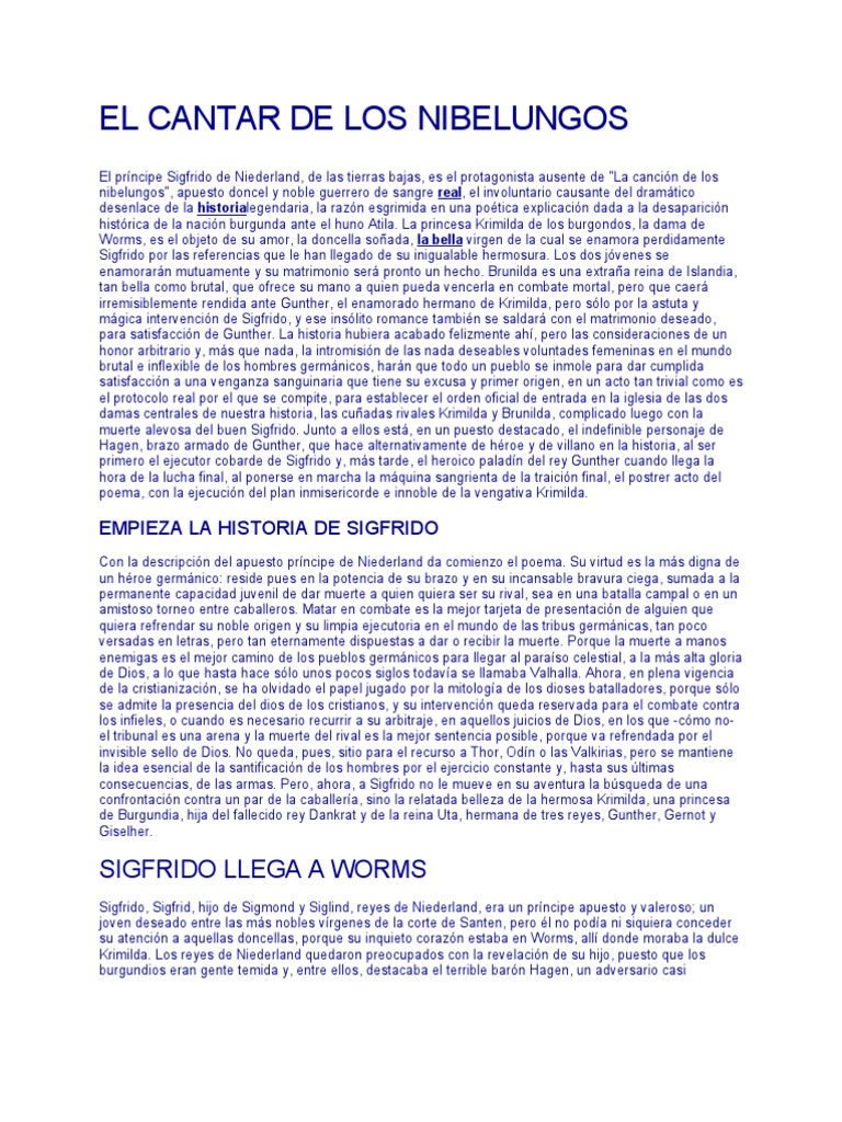 El Cantar de Los Nibelungos Resumen Hunos