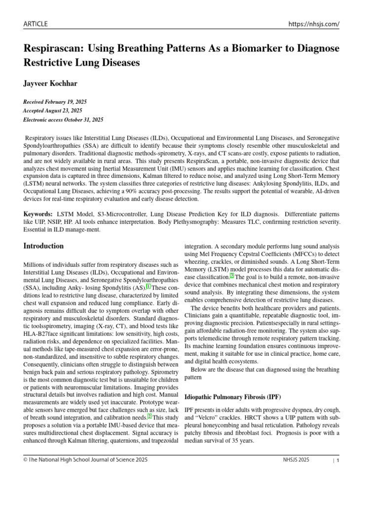 Respirascan Using Breathing Patterns As A Biomarker To Diagnose ...