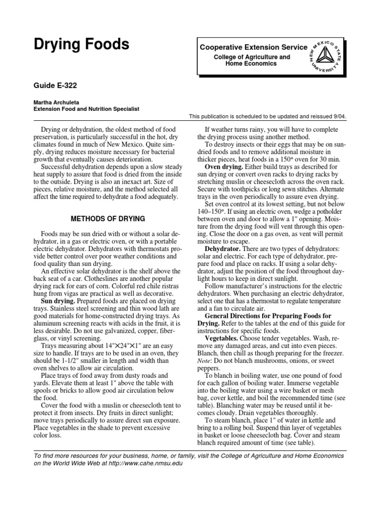 Drying Food | PDF
