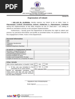 Annex A. Template For Expression of Intent As An ARAL Tutor | PDF