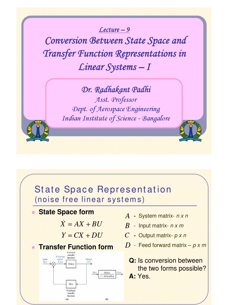 Conversion Between State Space and Transfer Function Representations in ...