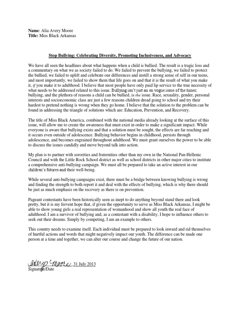 Platform Statement Bullying Adolescence