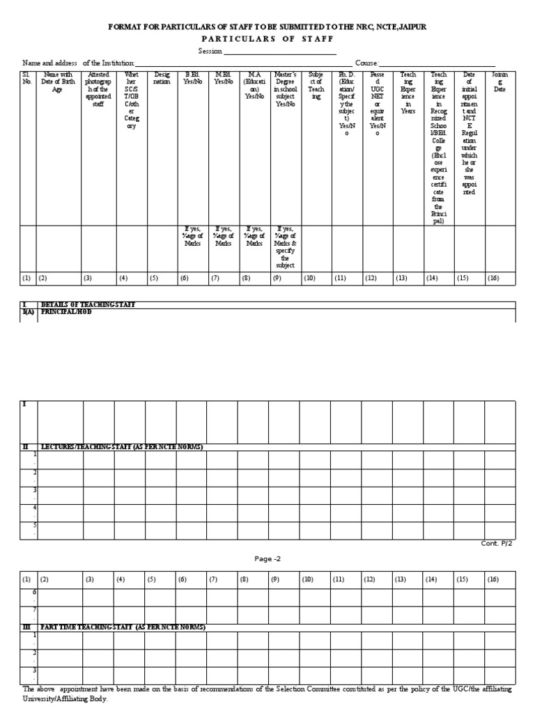 Staff Particulars Submission Format | PDF | Cheque | Social Institutions