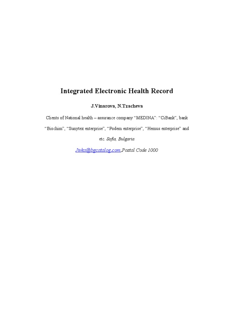 Integrated Electronic Health Record | PDF | Electronic Health Record ...