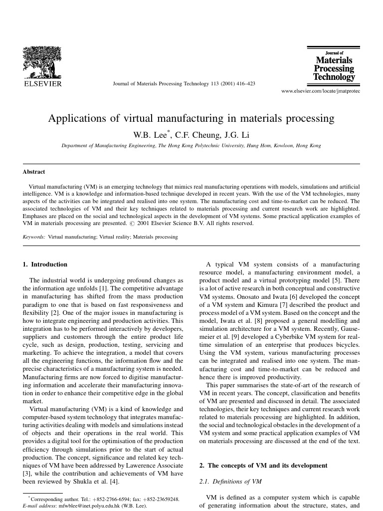 Applications of Virtual Manufacturing in Materials Processing | PDF ...
