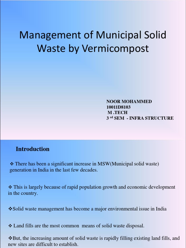 Vermicomposting for Solid Waste Management | PDF | Compost | Municipal ...