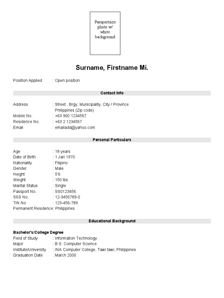 Sample Resume Format Download Pdf Microsoft Windows Operating System