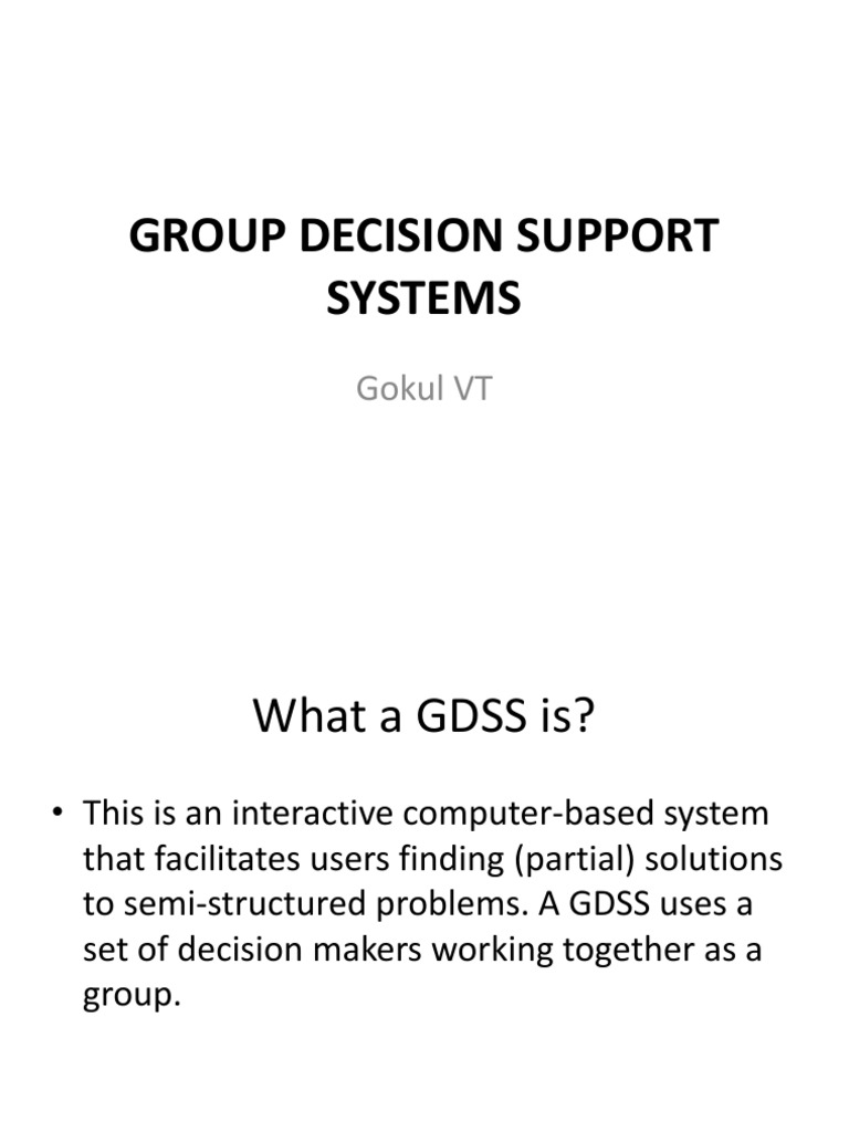 Understanding Group Decision Support Systems | PDF | Decision Support ...