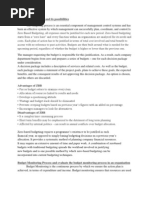 Zero Based Budgeting