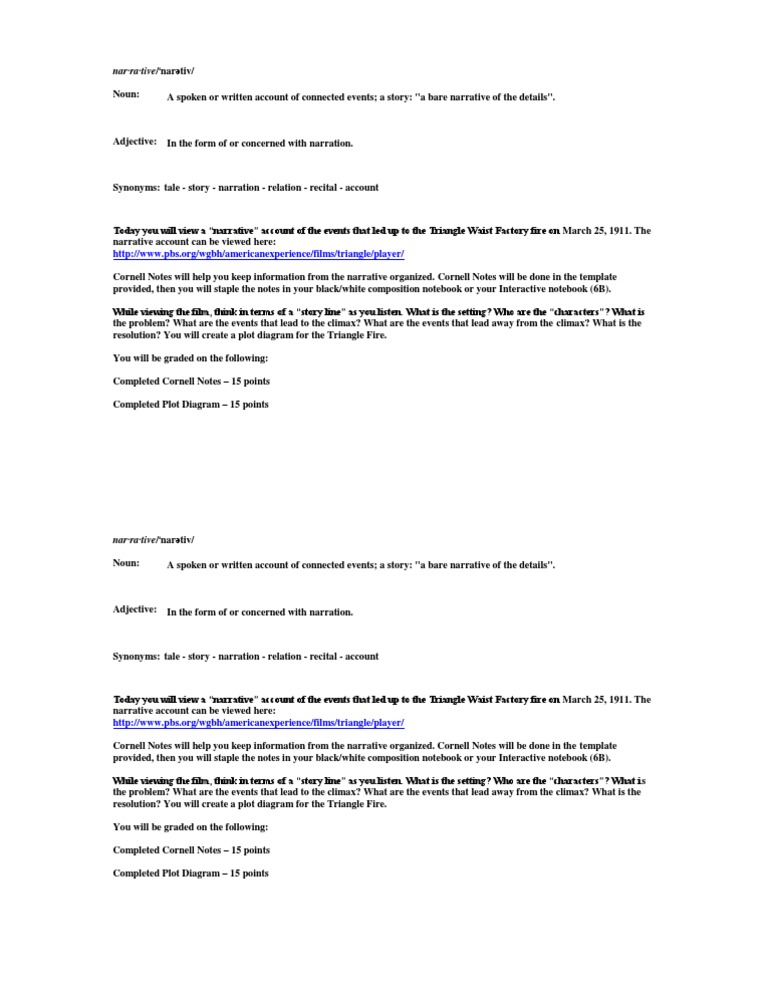 Triangle Fire Narrative Analysis Guide | PDF