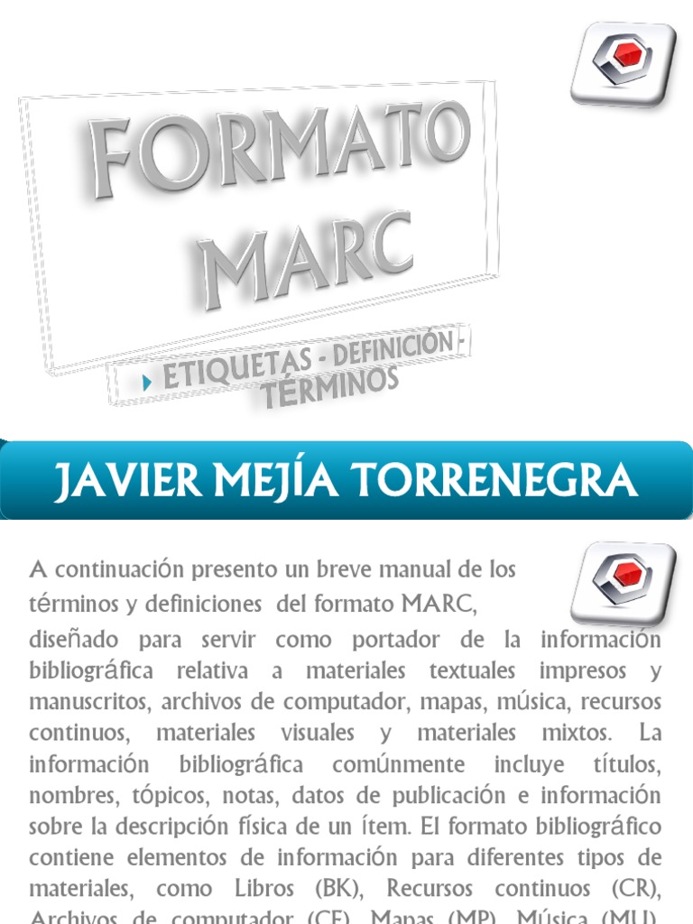 Formato Marc 21 Terminos y Definiciones | PDF | International Standard ...