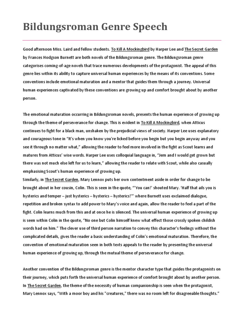Bildungsroman Genre Speech Download Free PDF To Kill A Mockingbird