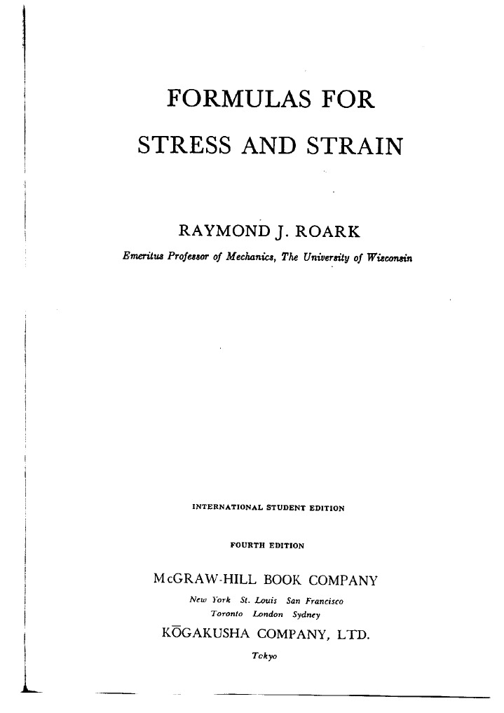 Roark - Formulas For Stress & Strain, 4th Ed | PDF