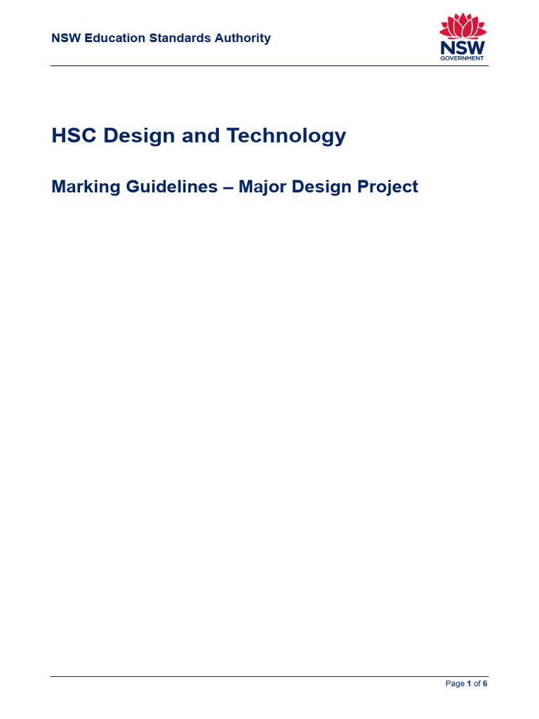 Design Technology Marking Guidelines Major Projects 2024 | PDF ...