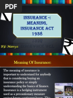 Insurance;Meaning ,Insurance Act 1938