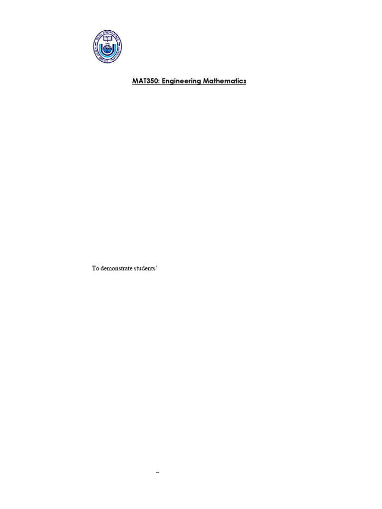 Course Outline MAT350 SUMMER 2026 | PDF | Ordinary Differential ...